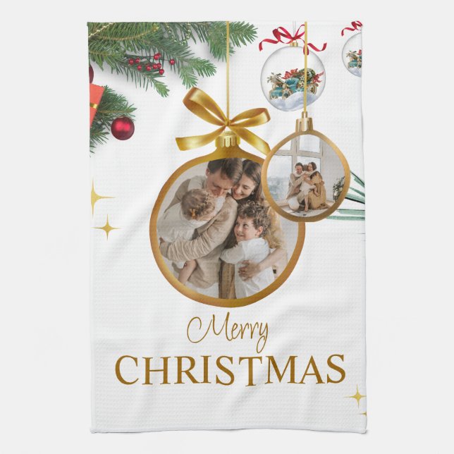 White Modern Merry Christmas Best kitchen towels (Vertical)