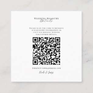 White Modern Minimal Wedding Registry QR Code Square Business Card