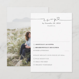 White Modern Minimal Wedding RSVP Photo