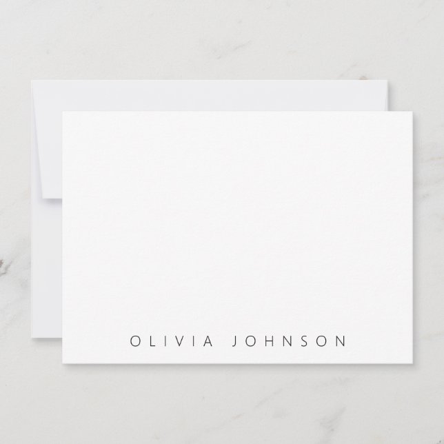 White Modern Minimalist Monogram Name Personalized Card (Front)