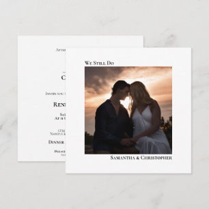 White Modern Minimalist Vow Renewal Photo Invitation