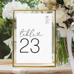 White Modern Monogram Wedding Table Number<br><div class="desc">Minimal black & white wedding table numbers featuring your initials in the top right corner,  the word 'table' in a elegant script font that incorporates a love heart,  and the number.</div>