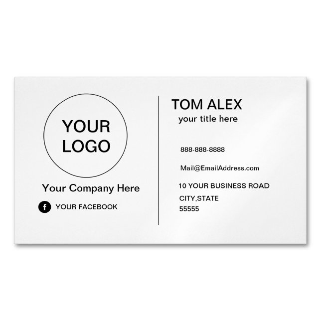 white Modern or any colour Professional plain Busi Magnetic Business Card (Front)