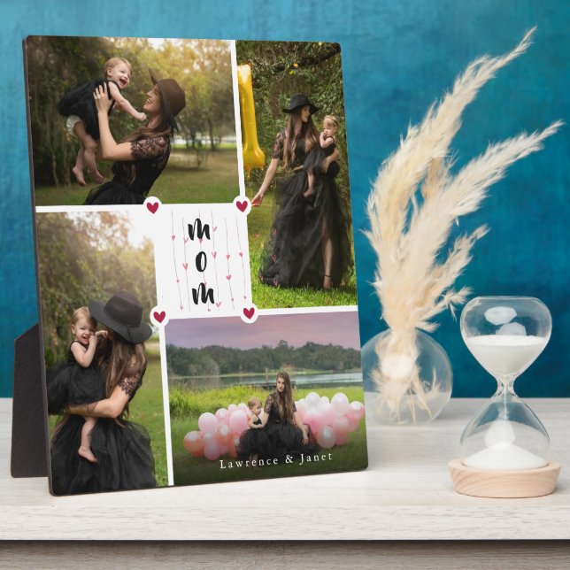 White Modern Personalized Love You Collage Photo Plaque (Side)