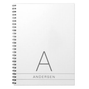 White Modern Personalized Name on Notebook