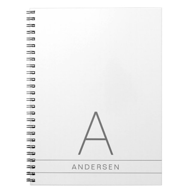 White Modern Personalized Name on Notebook (Front)