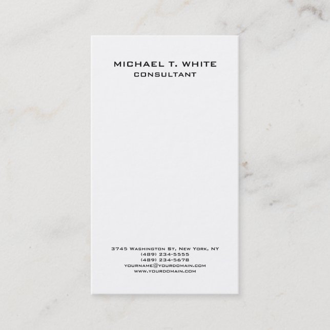 White Modern Plain Simple Attractive Minimalist Business Card (Front)