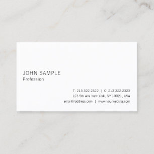 White Modern Professional Plain Elegant Simple Business Card