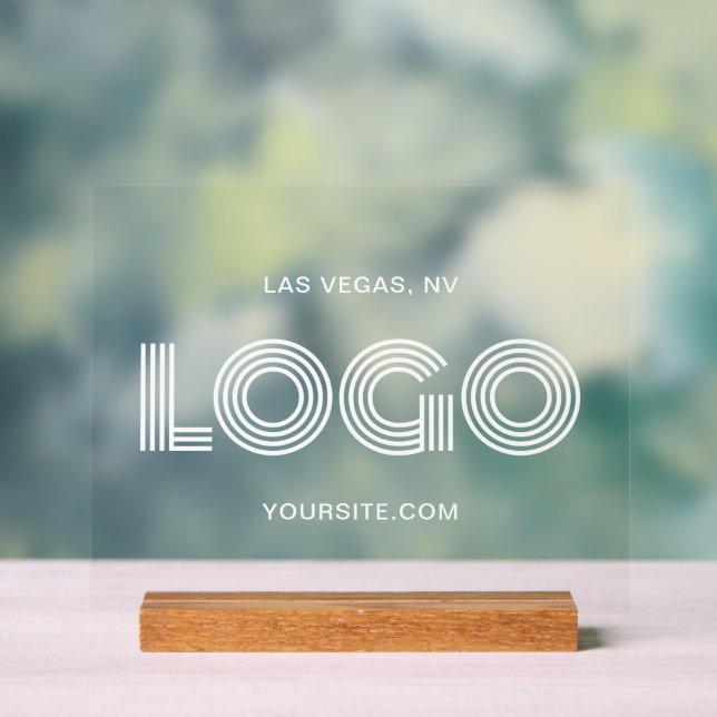 White Modern Rectangular Logo Acrylic Sign (Neutral)