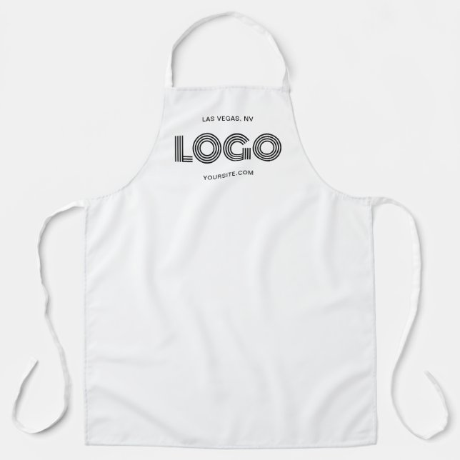 White Modern Rectangular Logo Apron (Front)