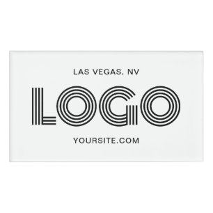 White Modern Rectangular Logo Name Tag