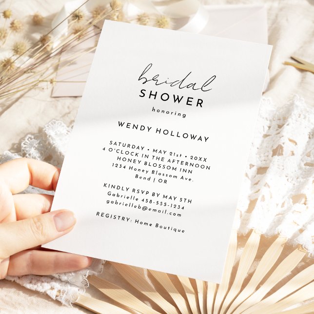 White Modern Script Bridal Shower Invitation (Creator Uploaded)