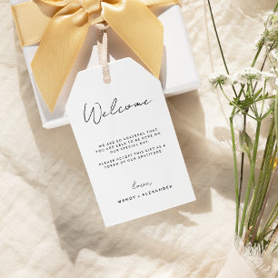 White Modern Script Destination Wedding Welcome Gift Tags