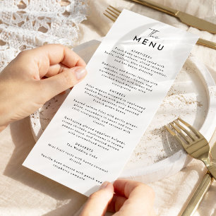 White Modern Script Wedding Flat Menu