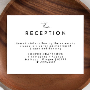 White Modern Script Wedding Reception Enclosure Card