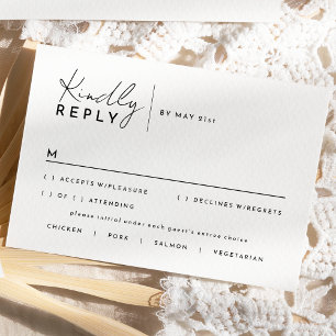 White Modern Script Wedding Response Card