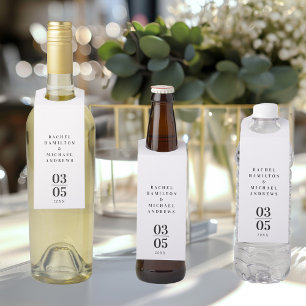 White Modern Simpel Wedding Bottle Tag