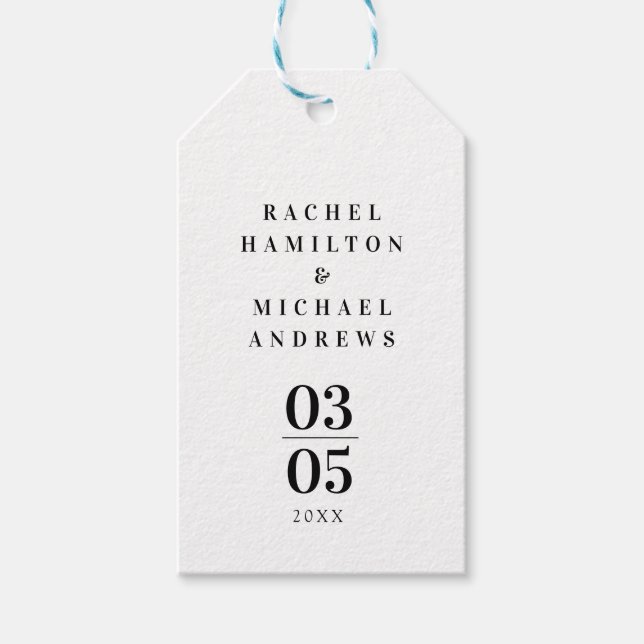 White Modern Simpel Wedding  Gift Tags (Front)