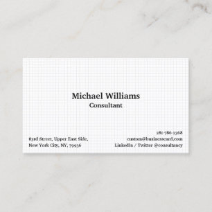 White Modern Trendy Chequered Geometric Pattern Business Card