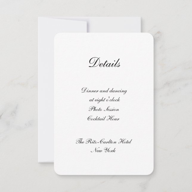 White Modern Wedding Invitation - Elegant (Back)