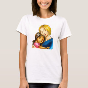 "White Mom hugging mixed race daughter" T-Shirt