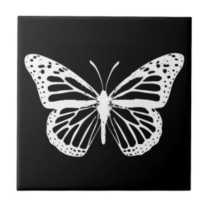 White Monarch Butterfly Silhouette on Tile