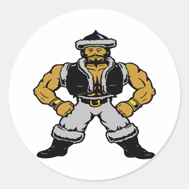 White Mongol Hun Warrior Classic Round Sticker (Front)