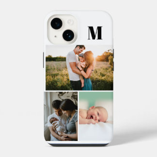 White Monogram 3 Photo collage iPhone 14 Case