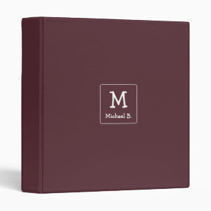 White Monogram and Name on Dusty Burgundy Binder