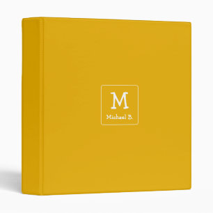 White Monogram and Name on Honey Mustard Yellow Binder