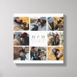 White Monogram Custom 8 Photo Collage Mother day Canvas Print