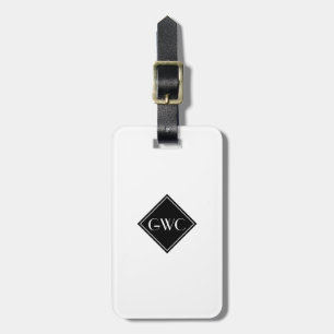 White Monogram Custom  Luggage Tag