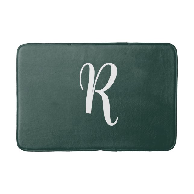 White Monogram Evergreen Bath Mat (Front)