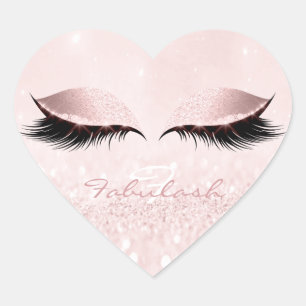 White Monogram Girly Glitter Pink Lashes Heart Sticker