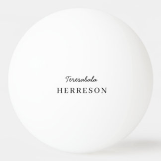 White Monogram Modern Minimalist Stylish Design Ping Pong Ball