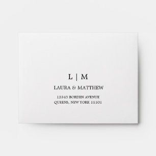 White Monogram Return Address Wedding Envelope