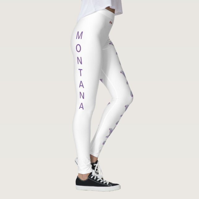 White Montana Bitterroot State Flower Leggings (Right)