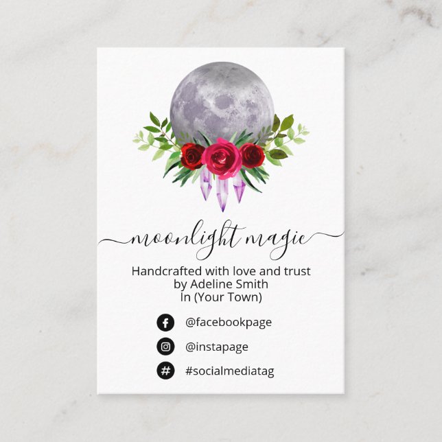 White Moon Crystal Spell Jar Kit Business Card (Front)