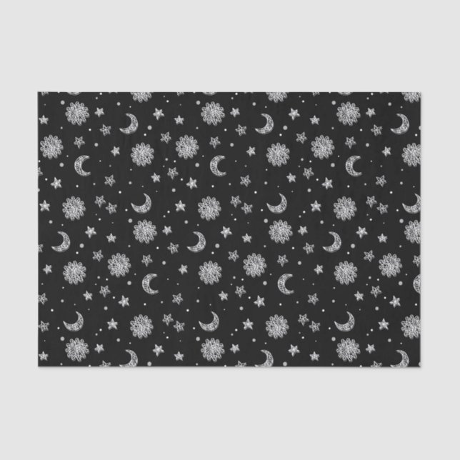 White Moons & Stars Tissue Paper (Front)