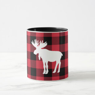 White Moose Red Buffalo Check Mug