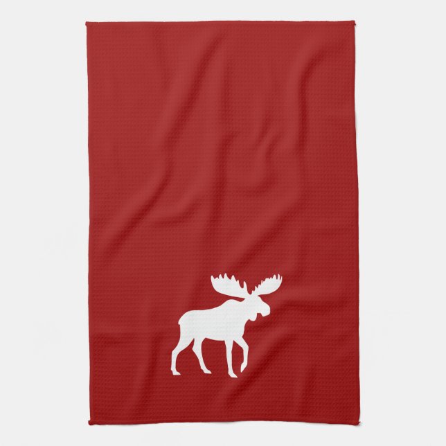 White Moose Silhouette Kitchen Towel (Vertical)