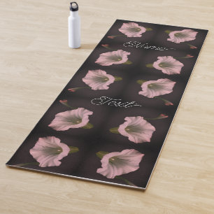 White Morning Glory Flower Abstract Personalized Yoga Mat