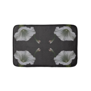 White Morning Glory Flower Close Up Abstract Bath Mat