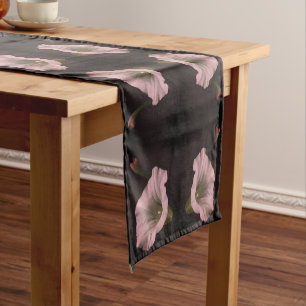 White Morning Glory Flower Close Up Abstract  Short Table Runner