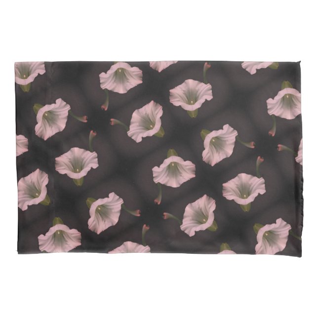White Morning Glory Flower Close Up Pattern Pillowcase (Front)