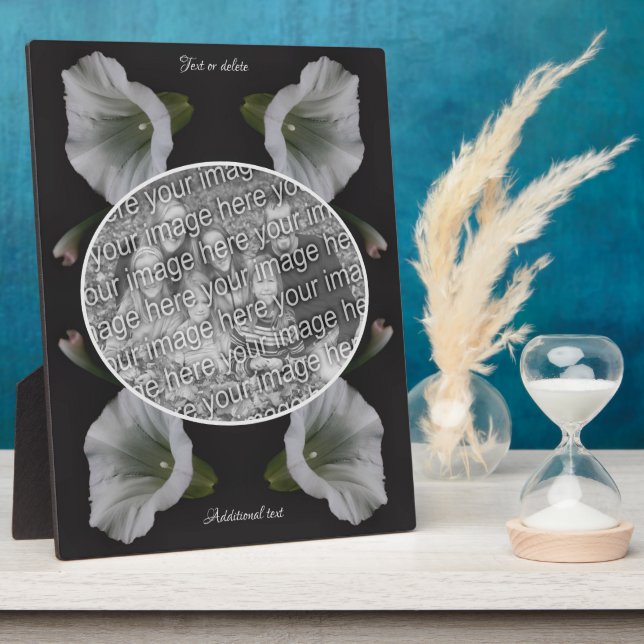 White Morning Glory Flower Create Your Own Photo Plaque (Side)