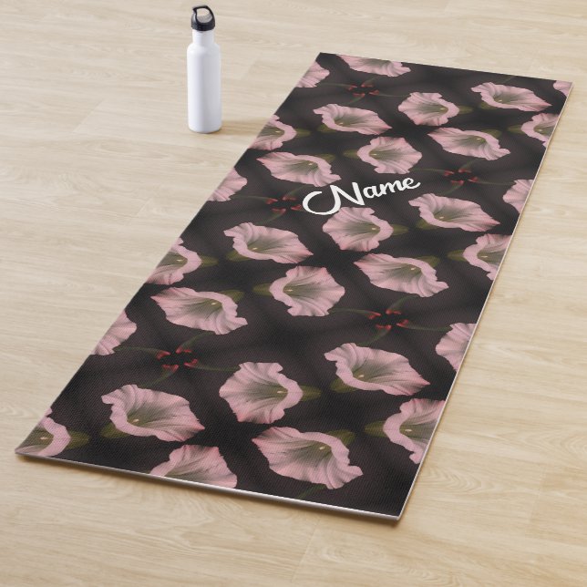 White Morning Glory Flower Pattern Personalized   Yoga Mat (In Situ)
