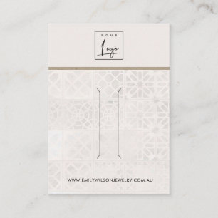 WHITE MOROCCAN TILE TEXTURE HAIR CLIP DISPLAY CARD