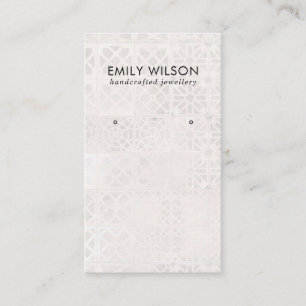 WHITE MOROCCAN TILE TEXTURE STUD EARRING DISPLAY BUSINESS CARD