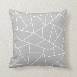 White Mosaic Lines On Gray Throw Pillow